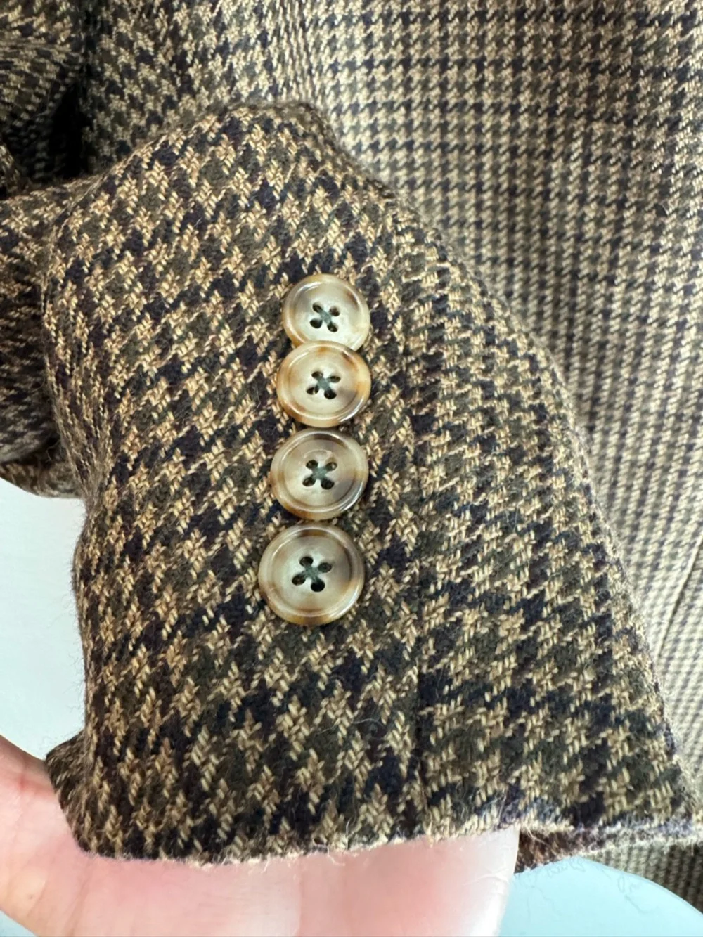 Oscar de la Renta Vintage Men's Brown Houndstooth 100% Wool Sport Coat